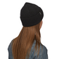 Patagonia Brodeo Beanie in Black colours angled view being worn.