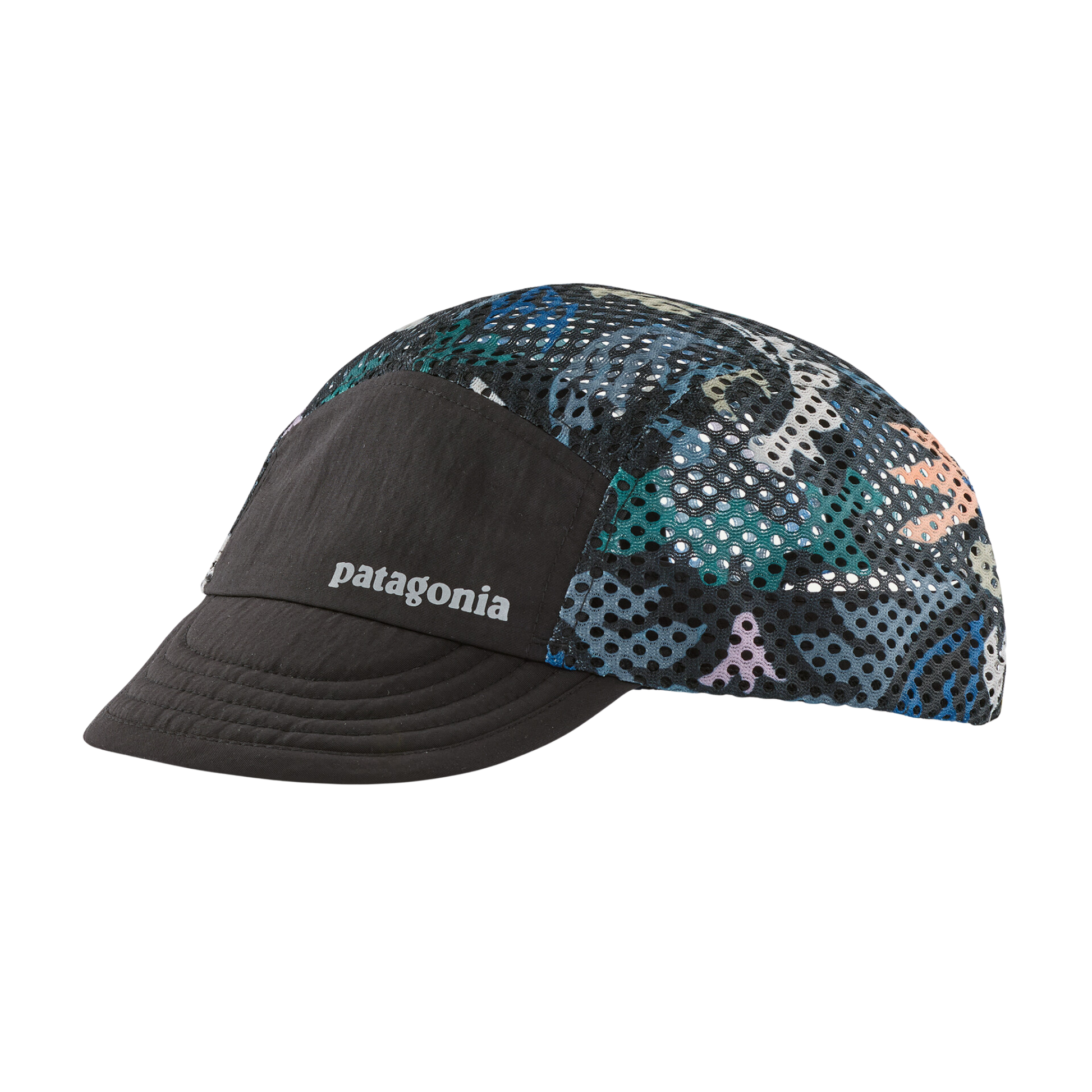 Patagonia Duckbill Running Cap Moon Black: Kaleido front view