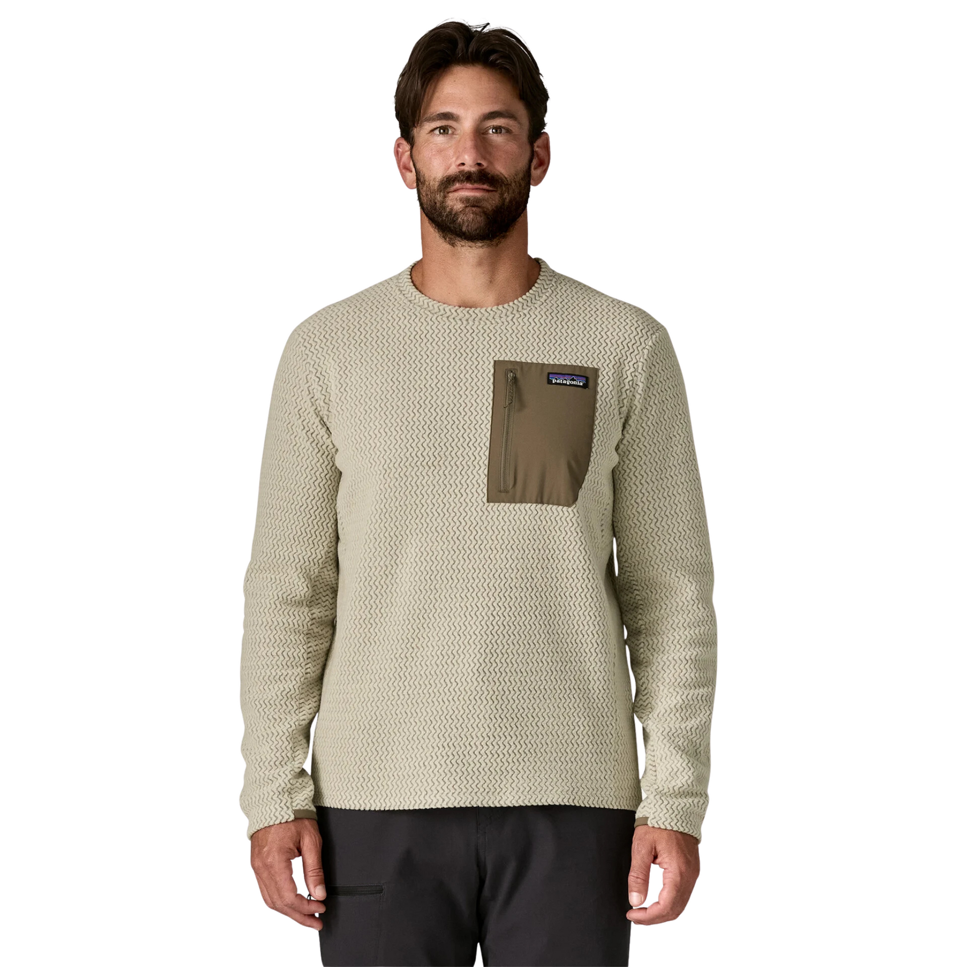 Patagonia R1 Air Fleece Midlayer Crewneck in Pelican, front