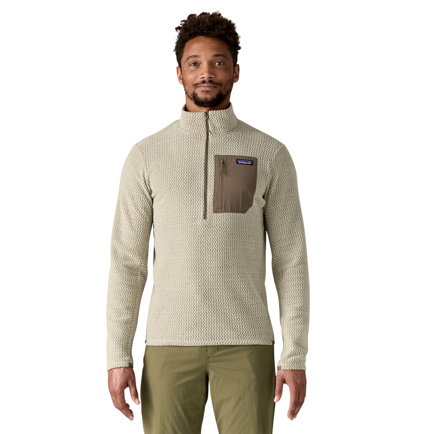 Patagonia R1 Air Fleece Midlayer Zip‑Neck in Pelican colour, front