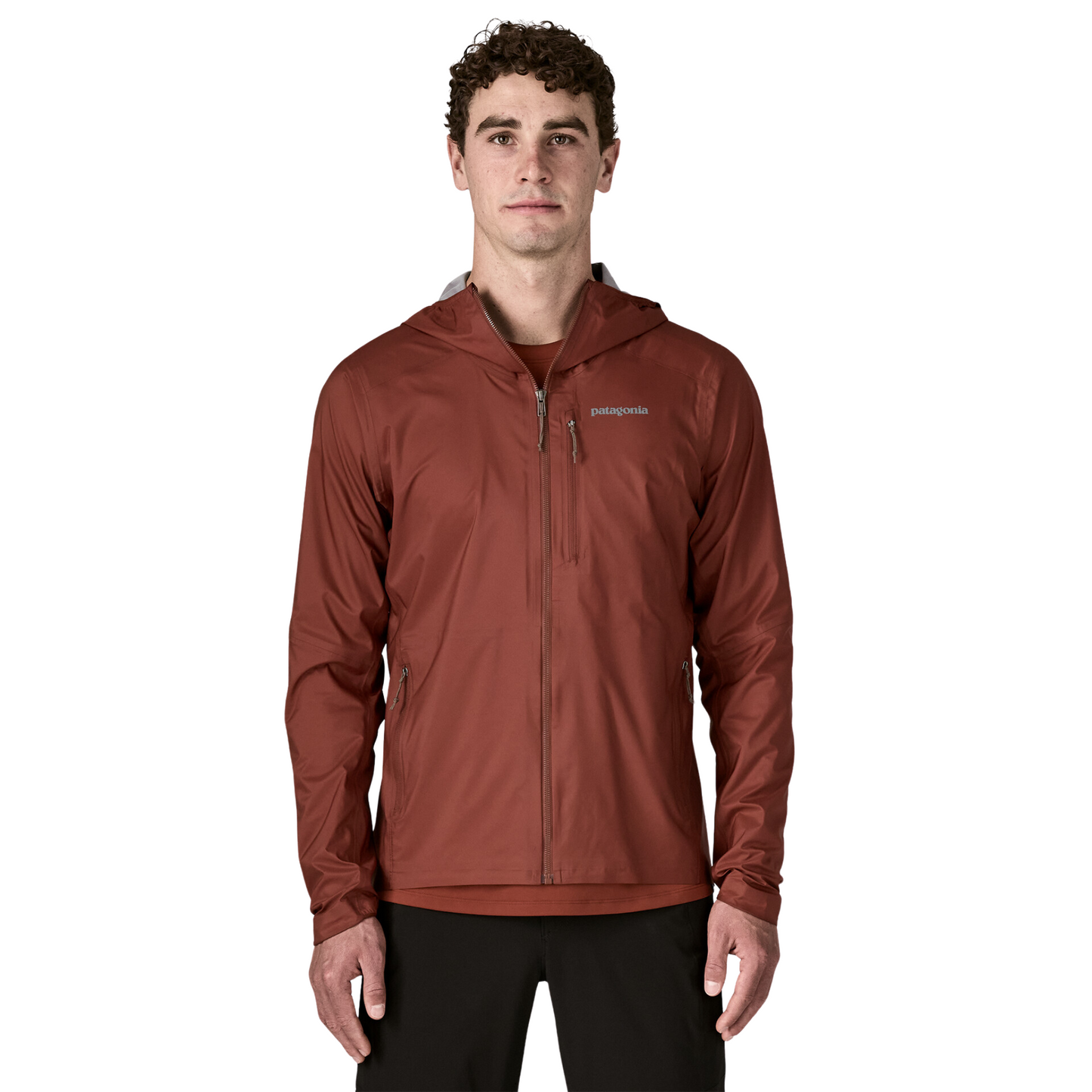 Patagonia Men’s Trail Craft Mountain Bike Jacket in Dried Vanilla front detail of the jacket
