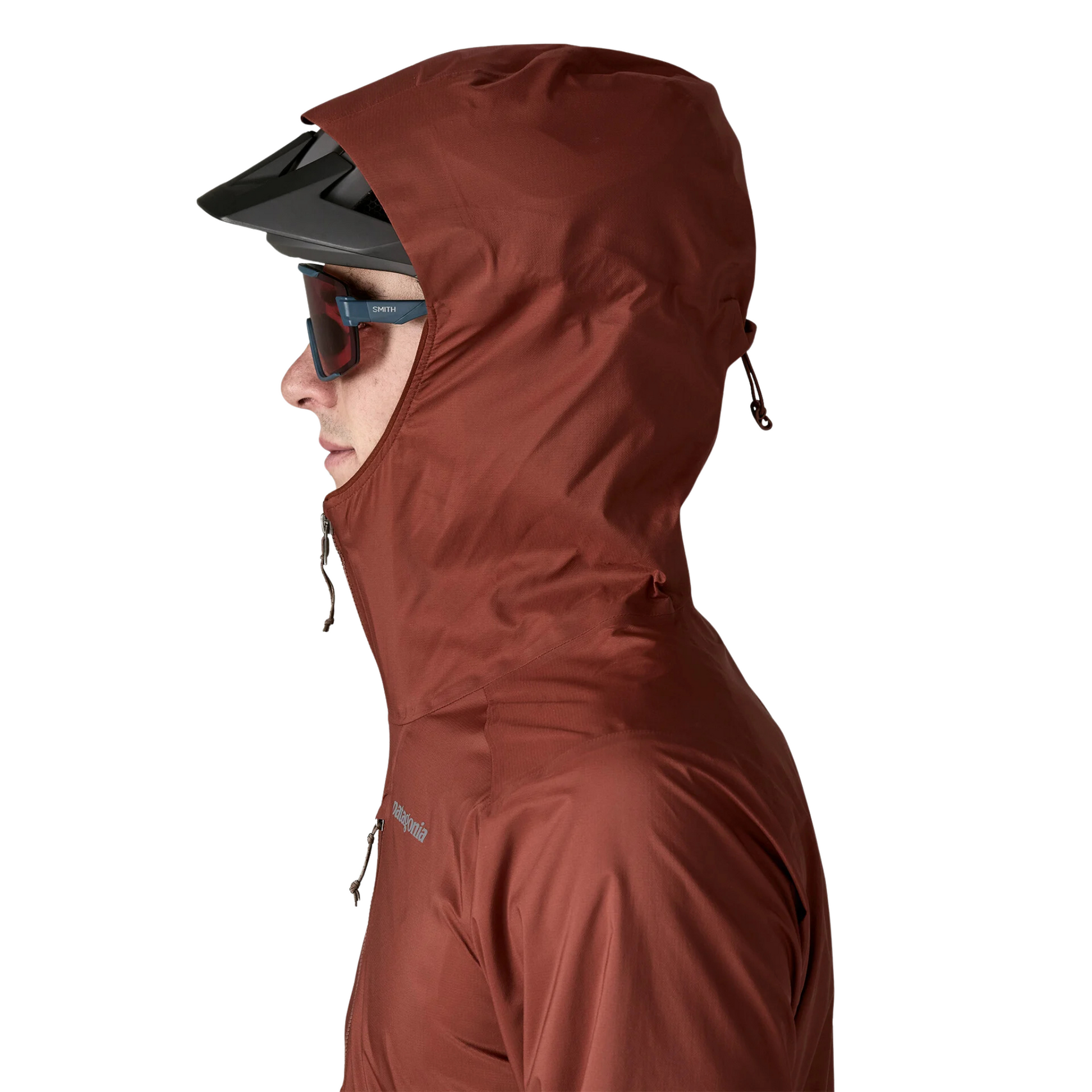 Patagonia Men’s Trail Craft Mountain Bike Jacket in Dried Vanilla hood detail