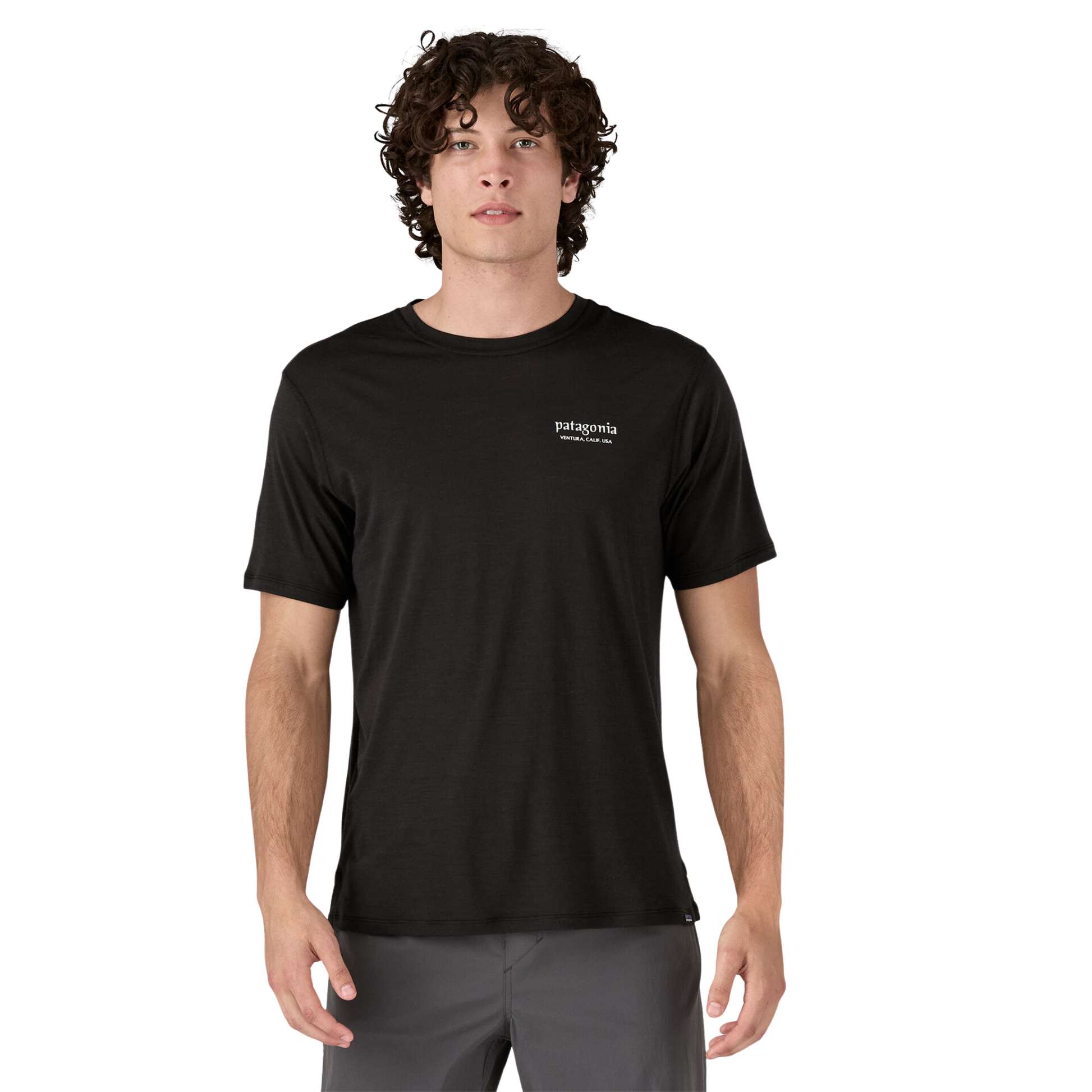 Patagonia Men’s Capilene Cool Merino Blend Graphic Shirt in use front view