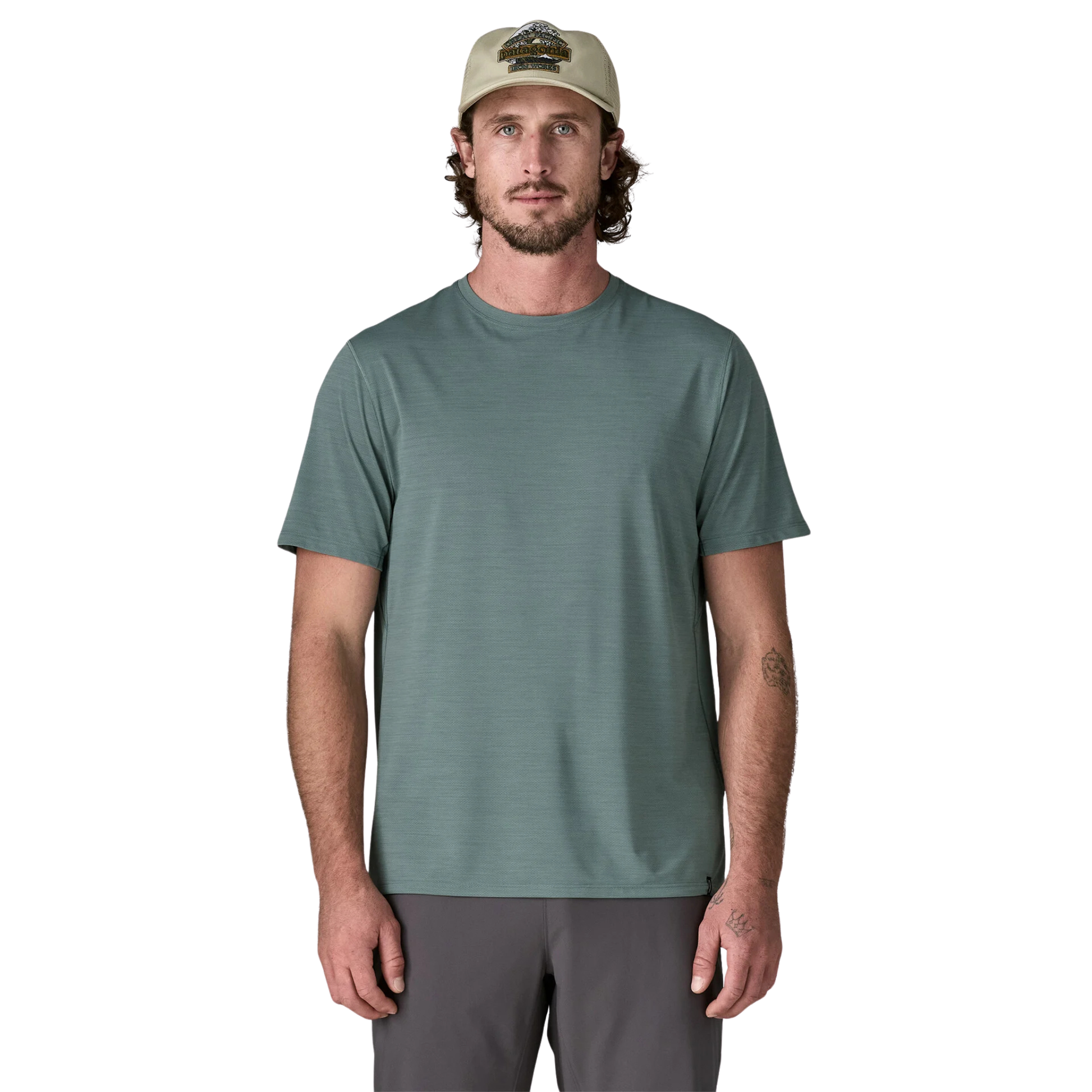Patagonia Men’s Capilene Cool Ultra Shirt blue sage in use front view