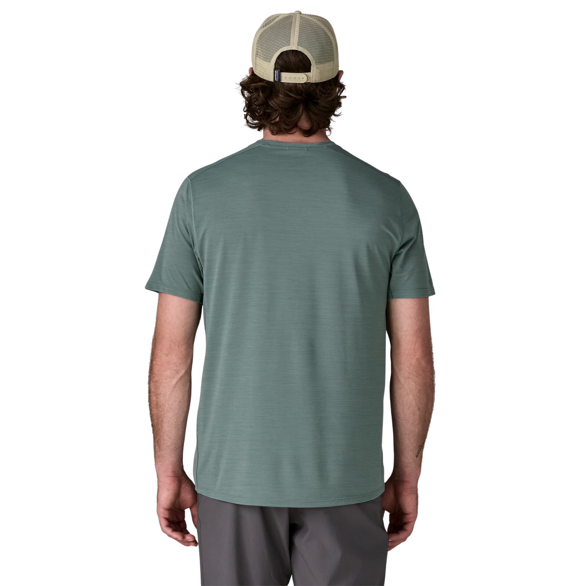 Patagonia Men’s Capilene Cool Ultra Shirt blue sage in use back view