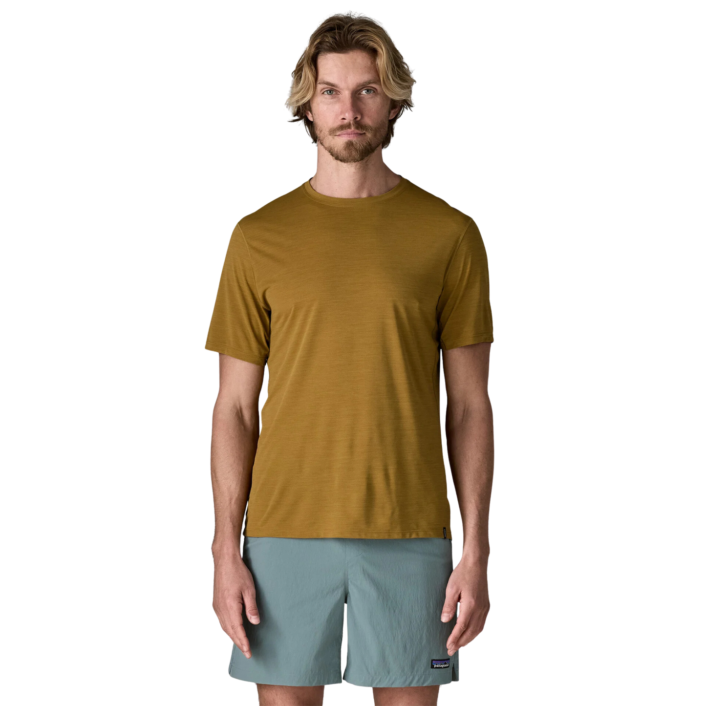 Patagonia Men’s Capilene Cool Ultra Shirt bobcat brown in use front view