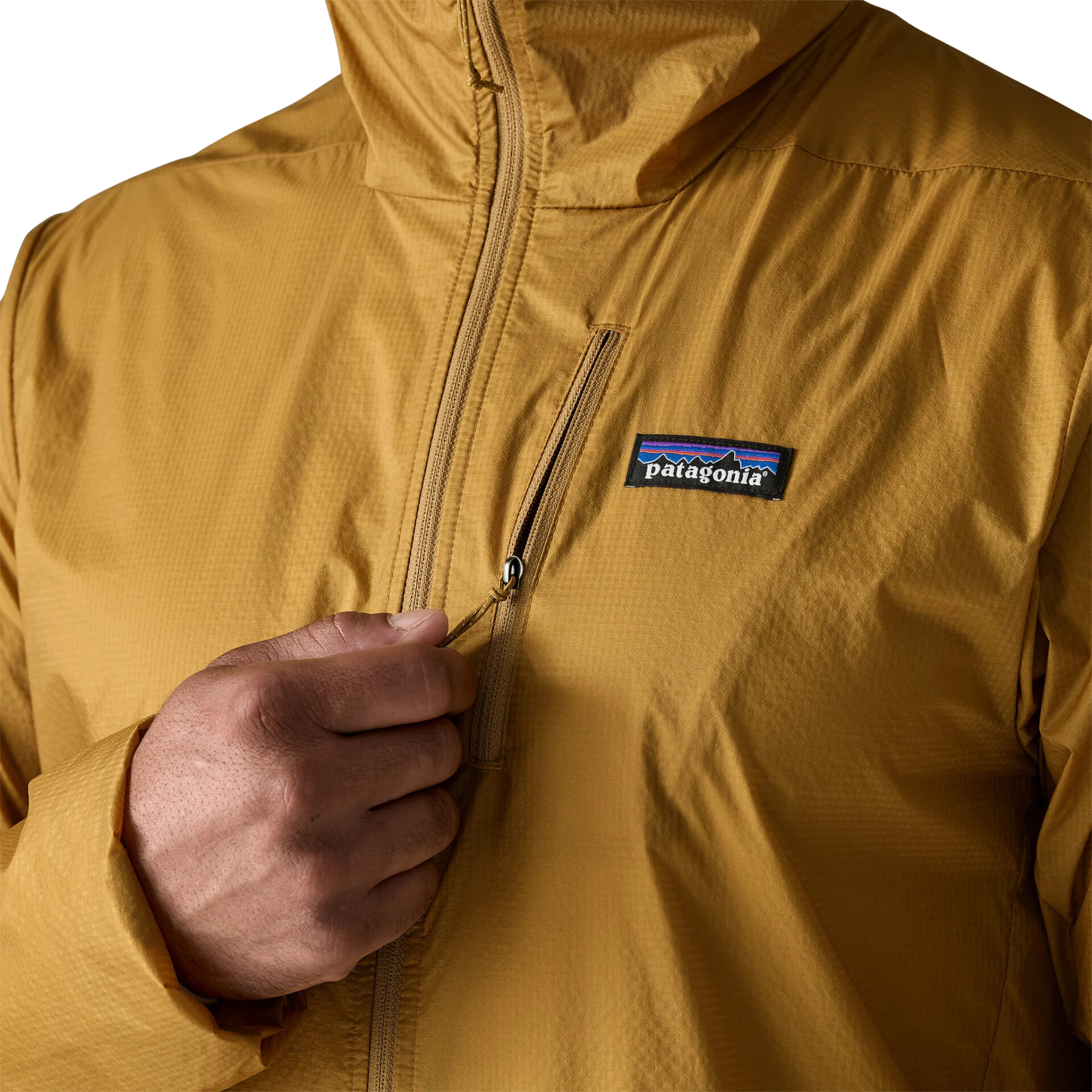 Patagonia Houdini jacket chest pocket zipper detail