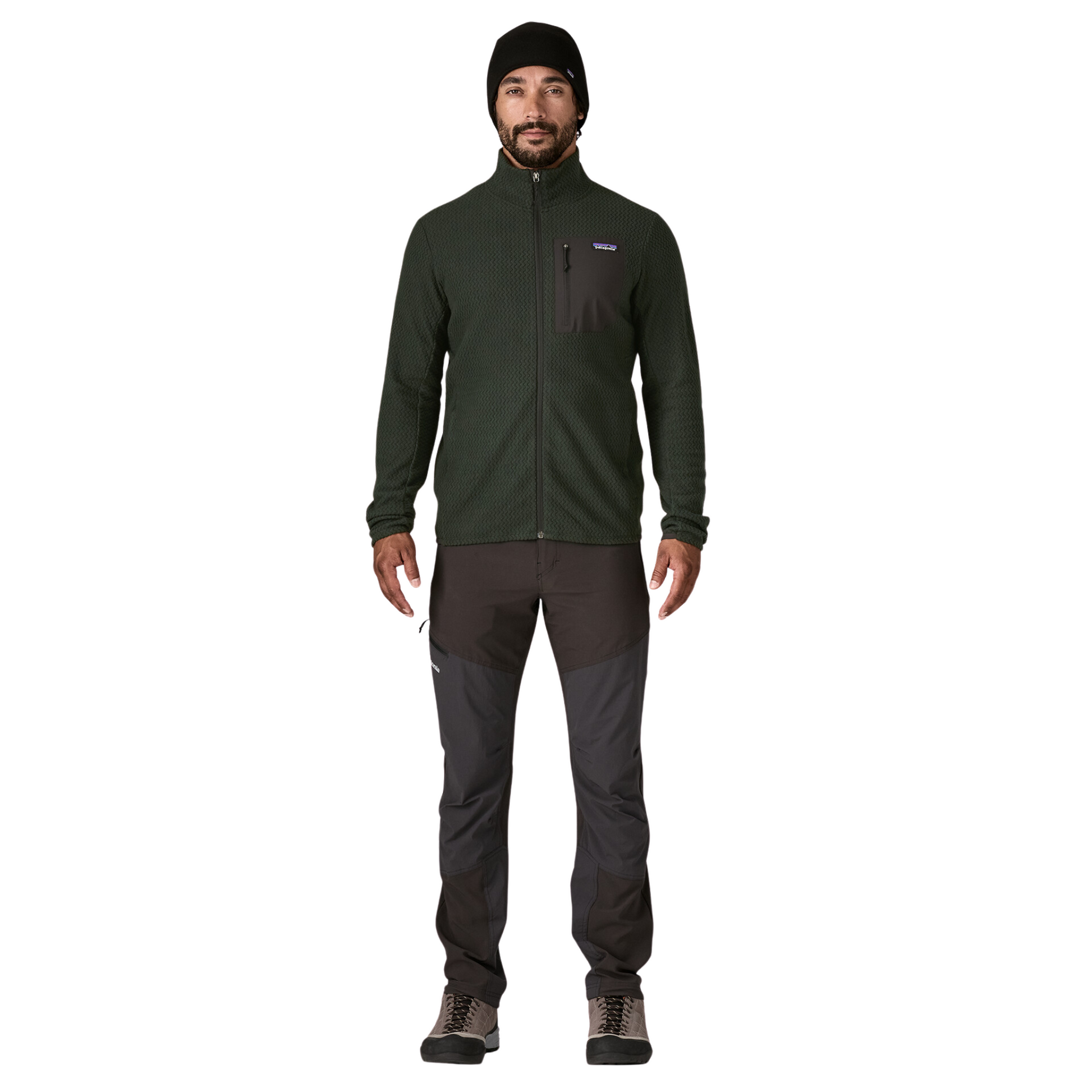 Patagonia R1 Air Fleece Midlayer Jacket in old growth green colour, front full