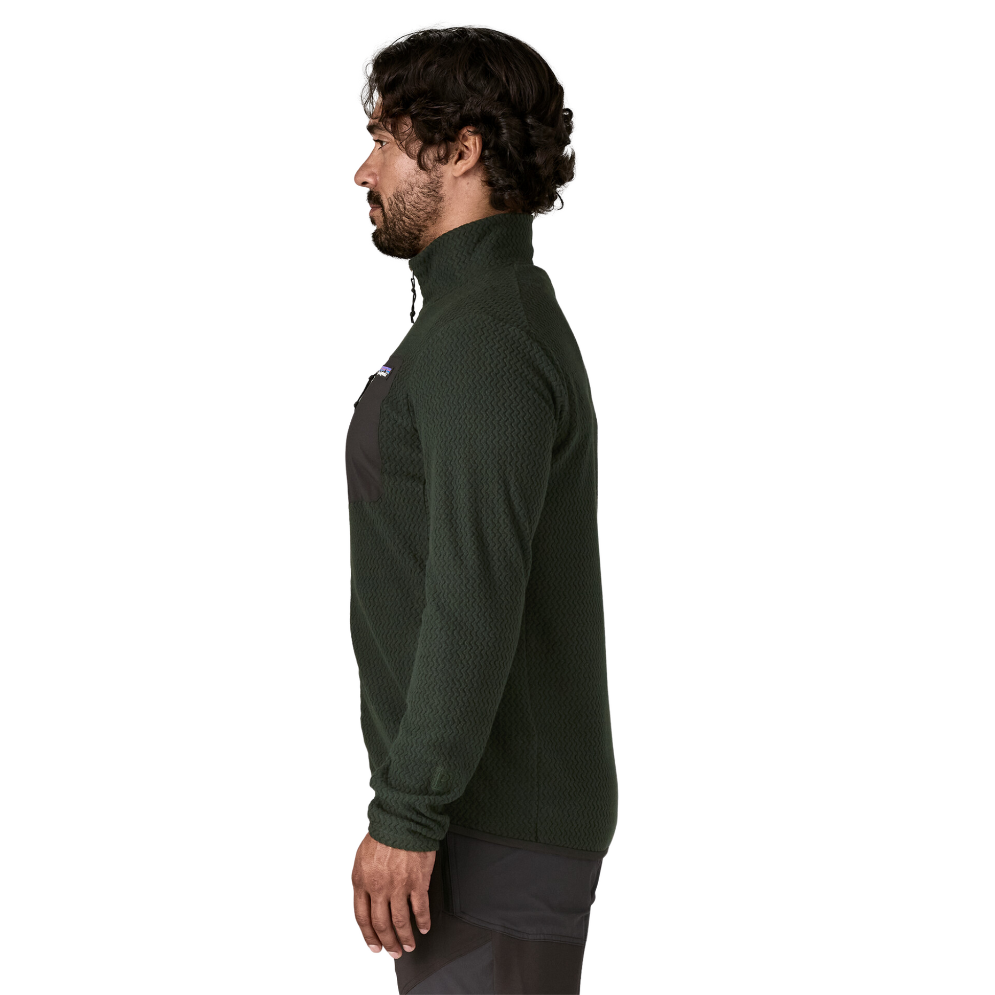 Patagonia R1 Air Fleece Midlayer Jacket in old growth green colour, side 