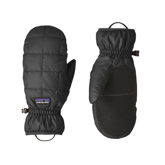 Patagonia Nano Puff insulated mittens with quilted recycled polyester ripstop shell, elasticized cuffs and abrasion-resistant palm overlays.