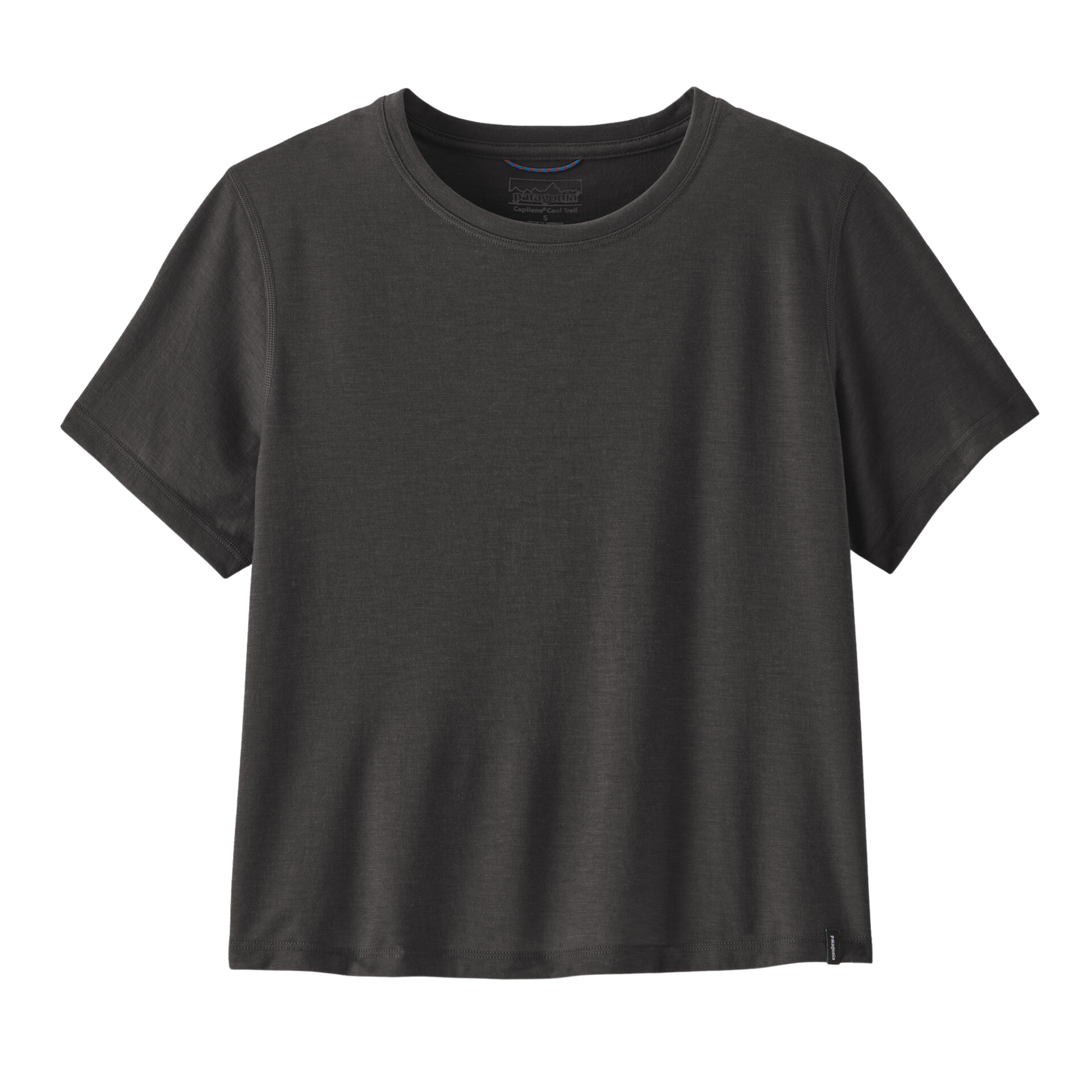 Patagonia Women’s Capilene Cool Trail Cropped Shirt ink black close up front view
