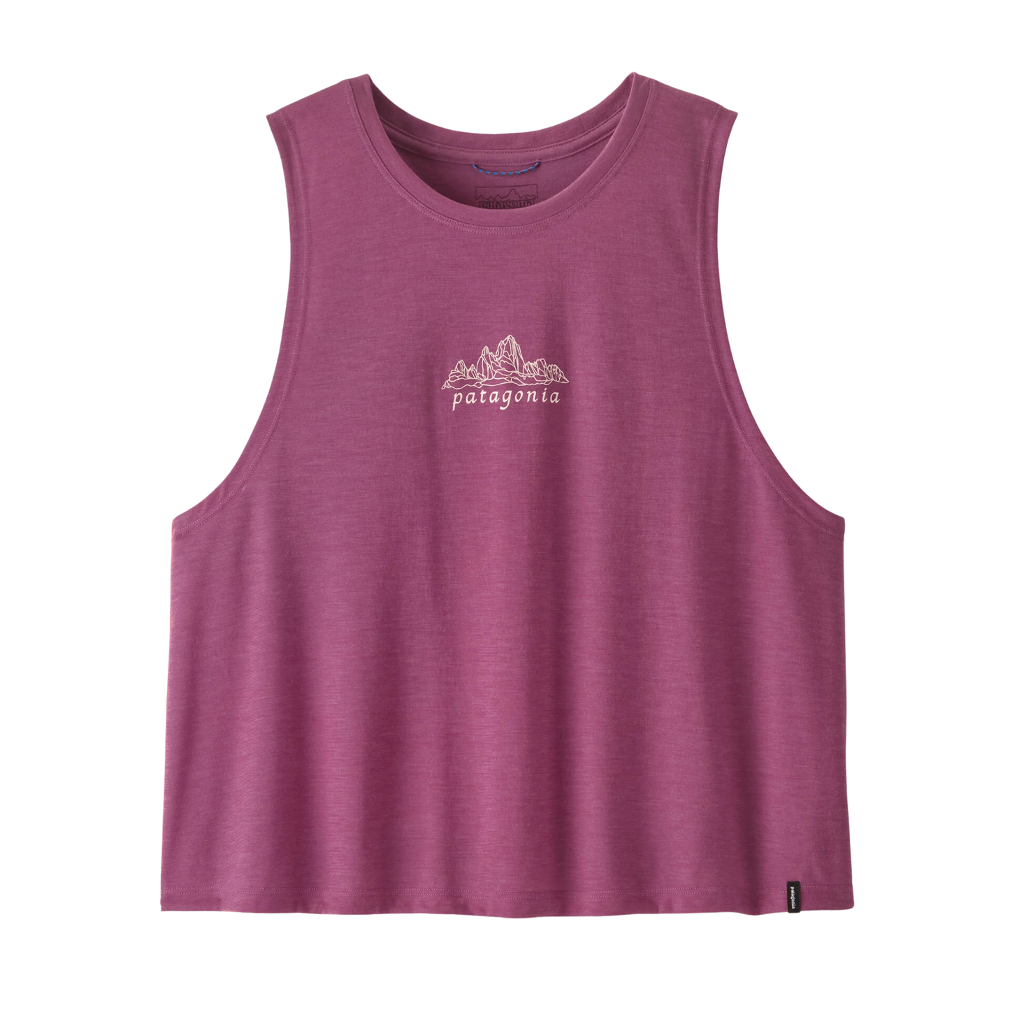 Patagonia Women’s Capilene Cool Trail Cropped Tank Top Faded Magenta close up font view