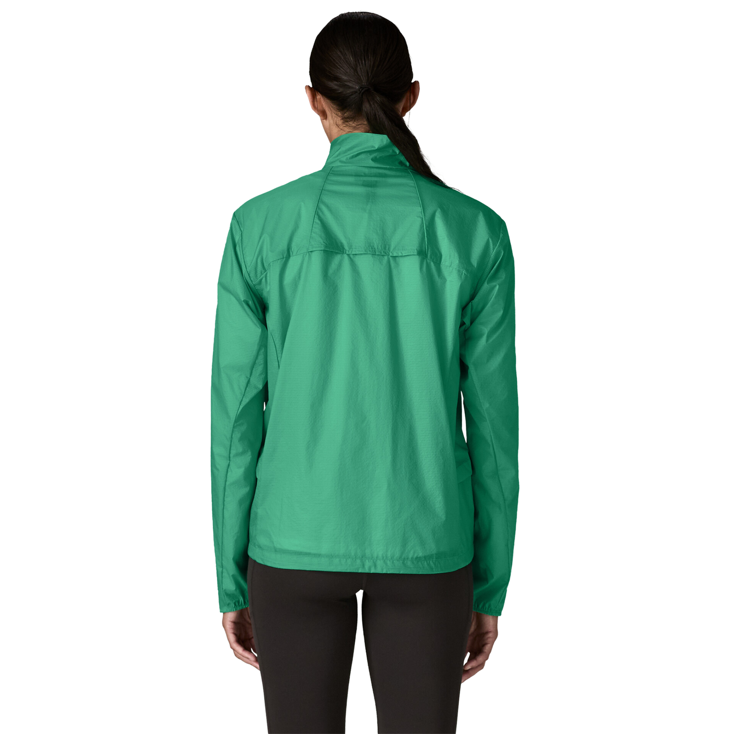 Patagonia Women’s Houdini Stash 1/2 Zip windbreaker pullover in use back view