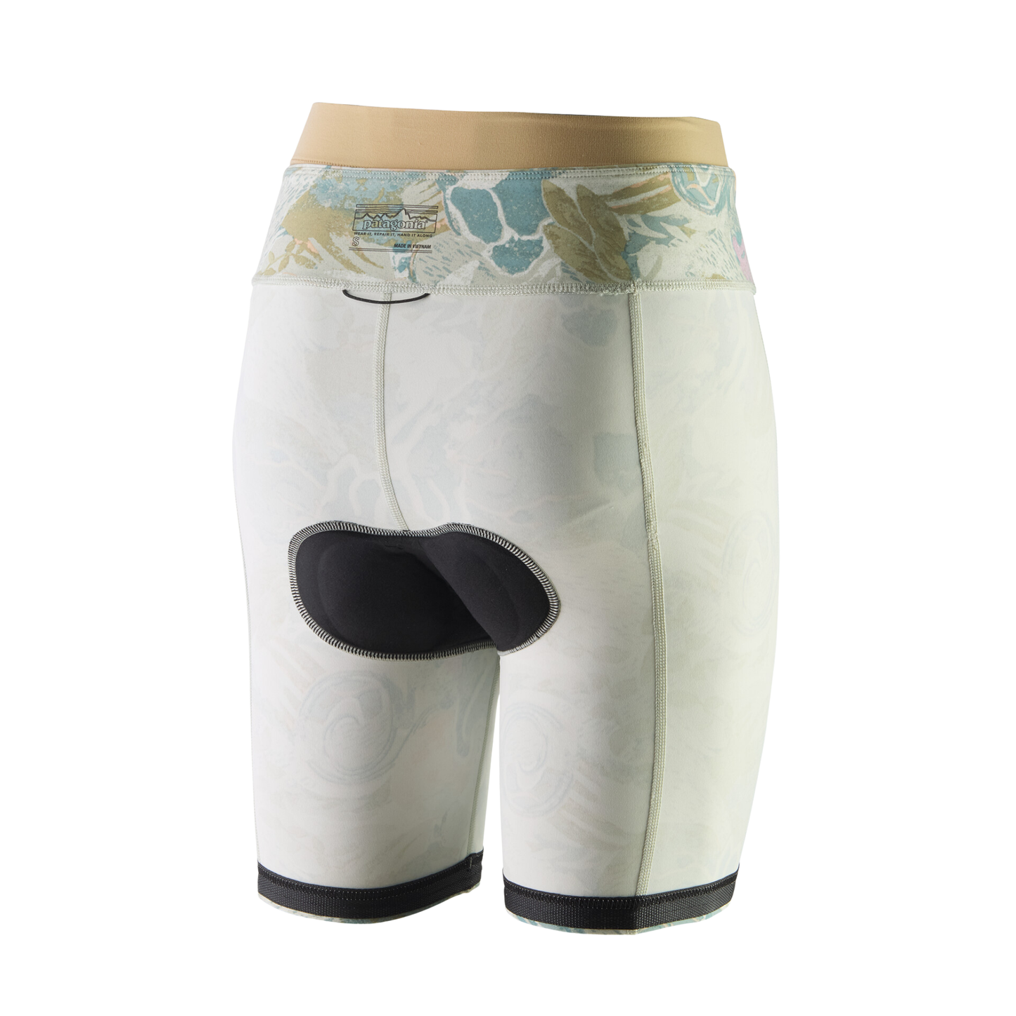 Patagonia Women’s Nether Bike Shorts in Moon Tripper Weathered Stone padding internal back view