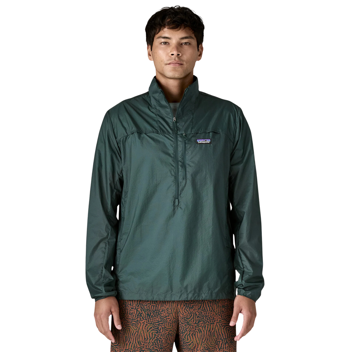 Patagonia Men’s Houdini Stash Half‑Zip Pullover in Cascade Green colour, front