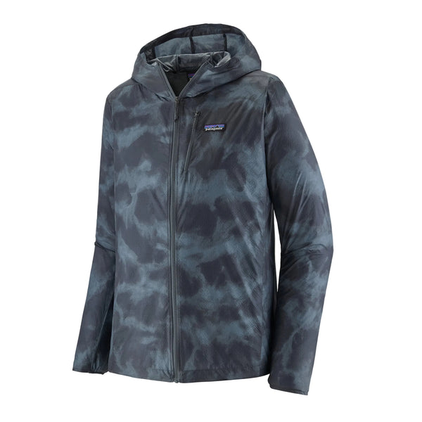 Patagonia Men's Houdini lightweight windbreaker jacket made from recycled nylon ripstop with adjustable hood, zippered chest pocket and reflective P-6 logo.
