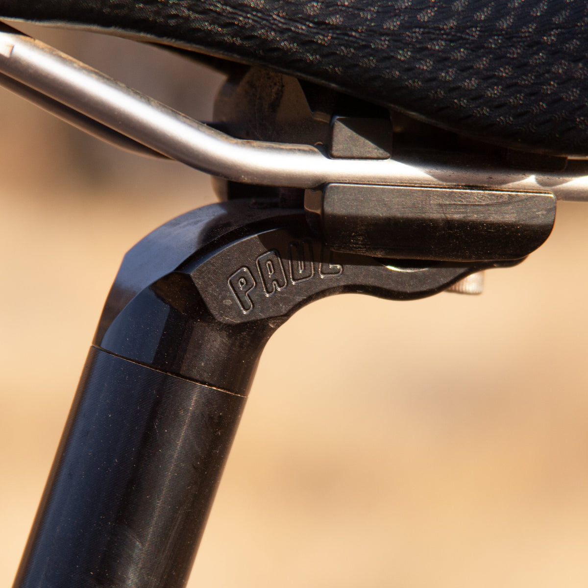 Paul Components Tall & Handsome aluminum bicycle seatpost with 26mm setback and adjustable two-bolt saddle clamp, available in Black and Silver.
