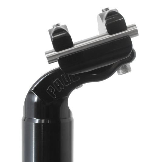 Paul Components Tall & Handsome aluminum bicycle seatpost with 26mm setback and adjustable two-bolt saddle clamp, available in Black and Silver.