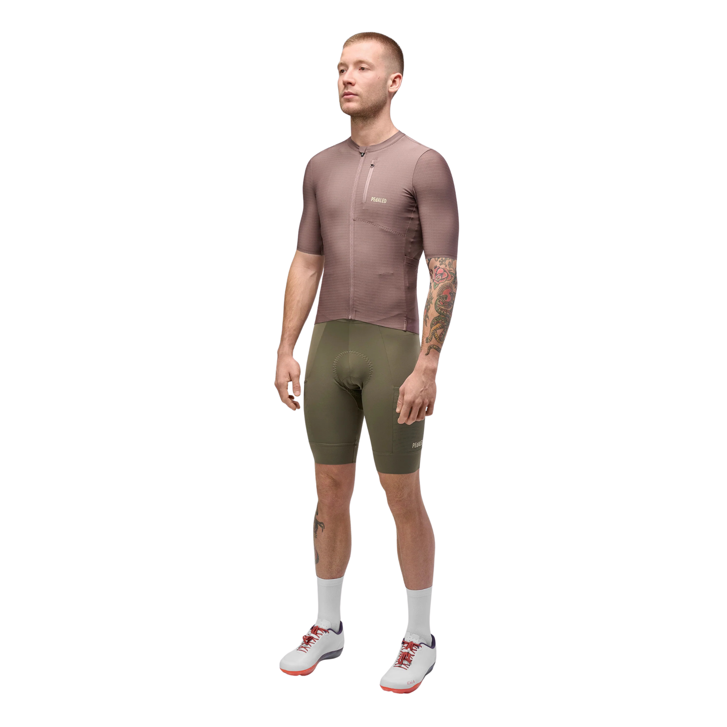PEdALED Odyssey Jersey in Dark Purple in use front left side full view