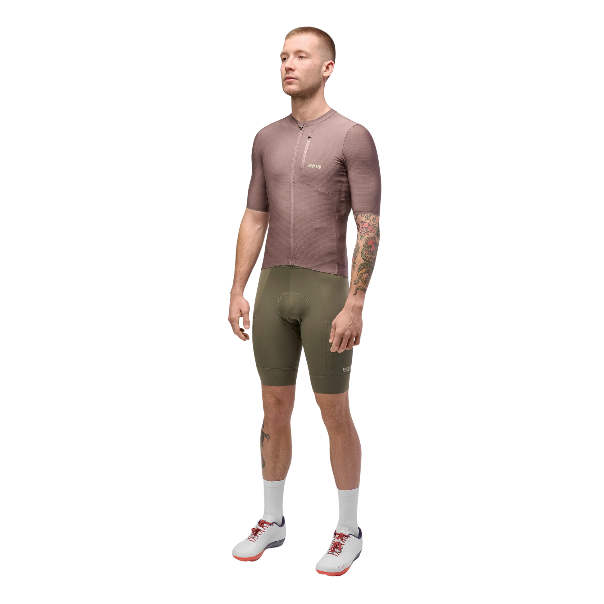 PEdALED Odyssey Jersey in Dark Purple in use front left side full view