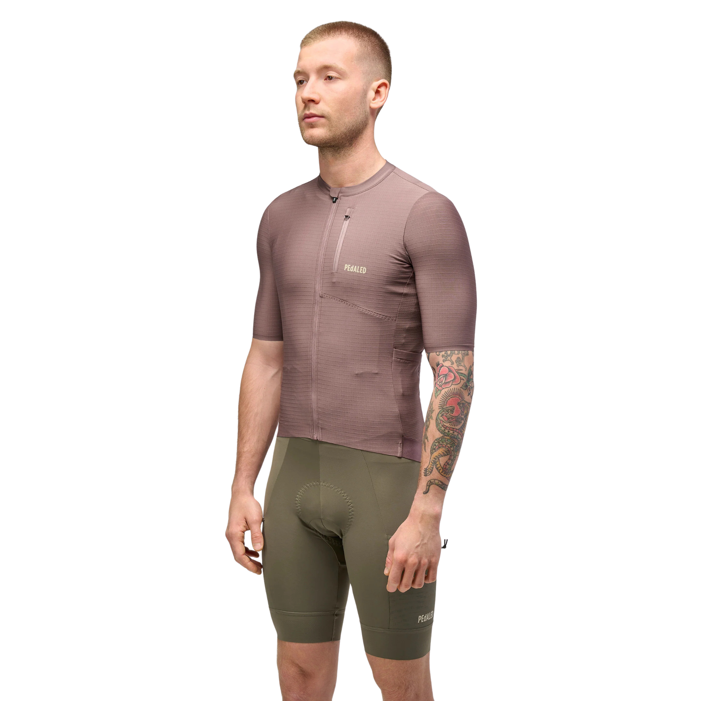 PEdALED Odyssey Jersey in Dark Purple in use front left side view