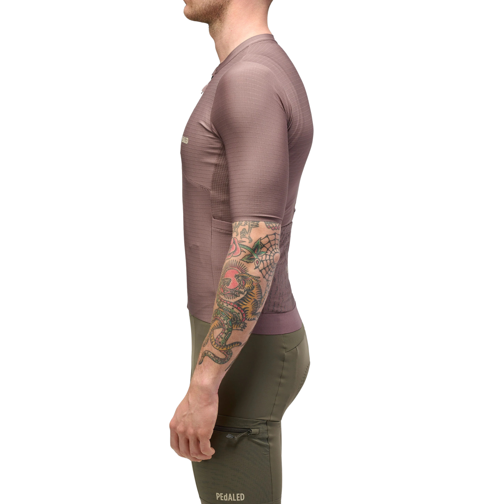 PEdALED Odyssey Jersey in Dark Purple in use left side view
