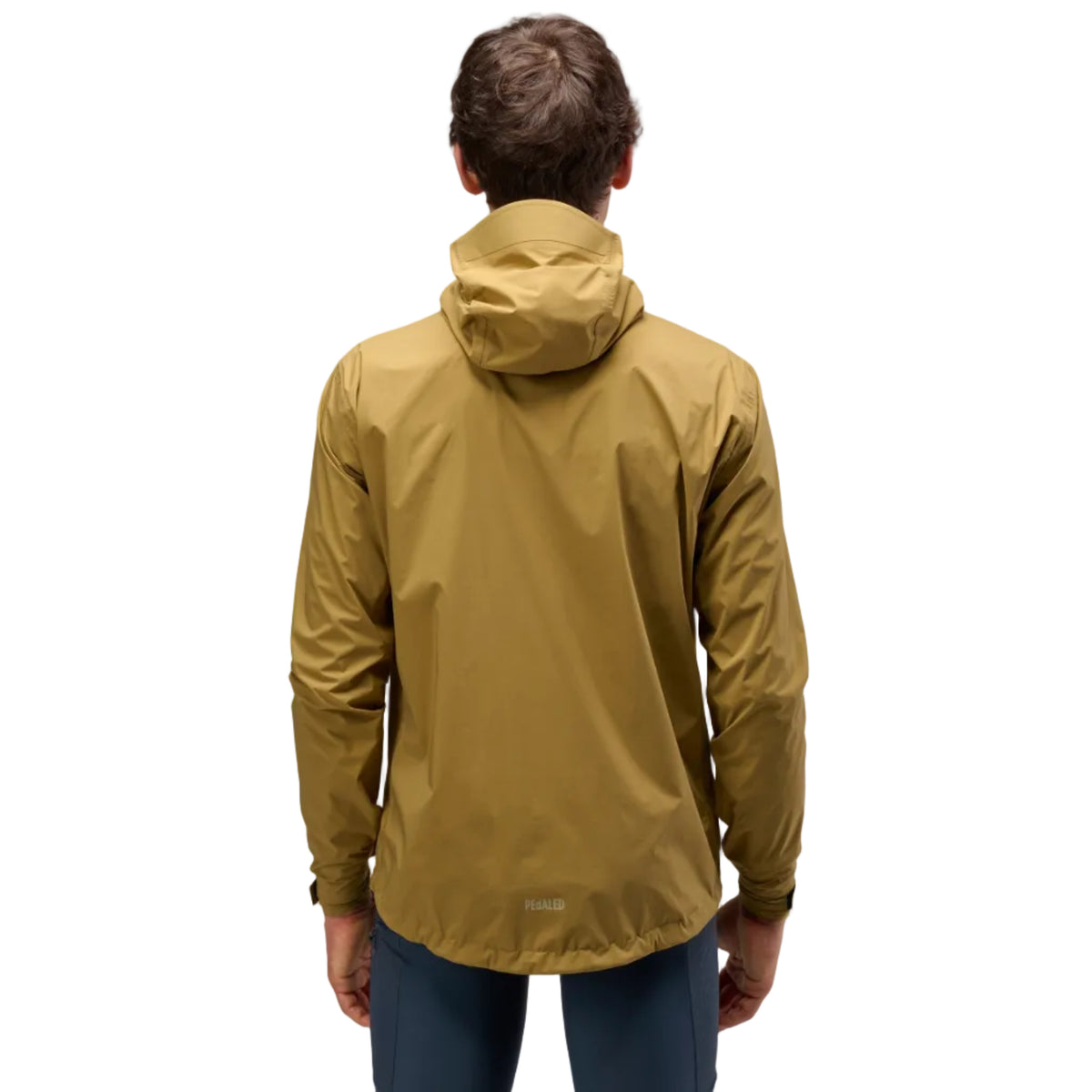 PEdALED Odyssey men's and women's waterproof cycling shell jacket featuring 2.5-layer laminated fabric, sealed seams, helmet-compatible hood and relaxed fit.