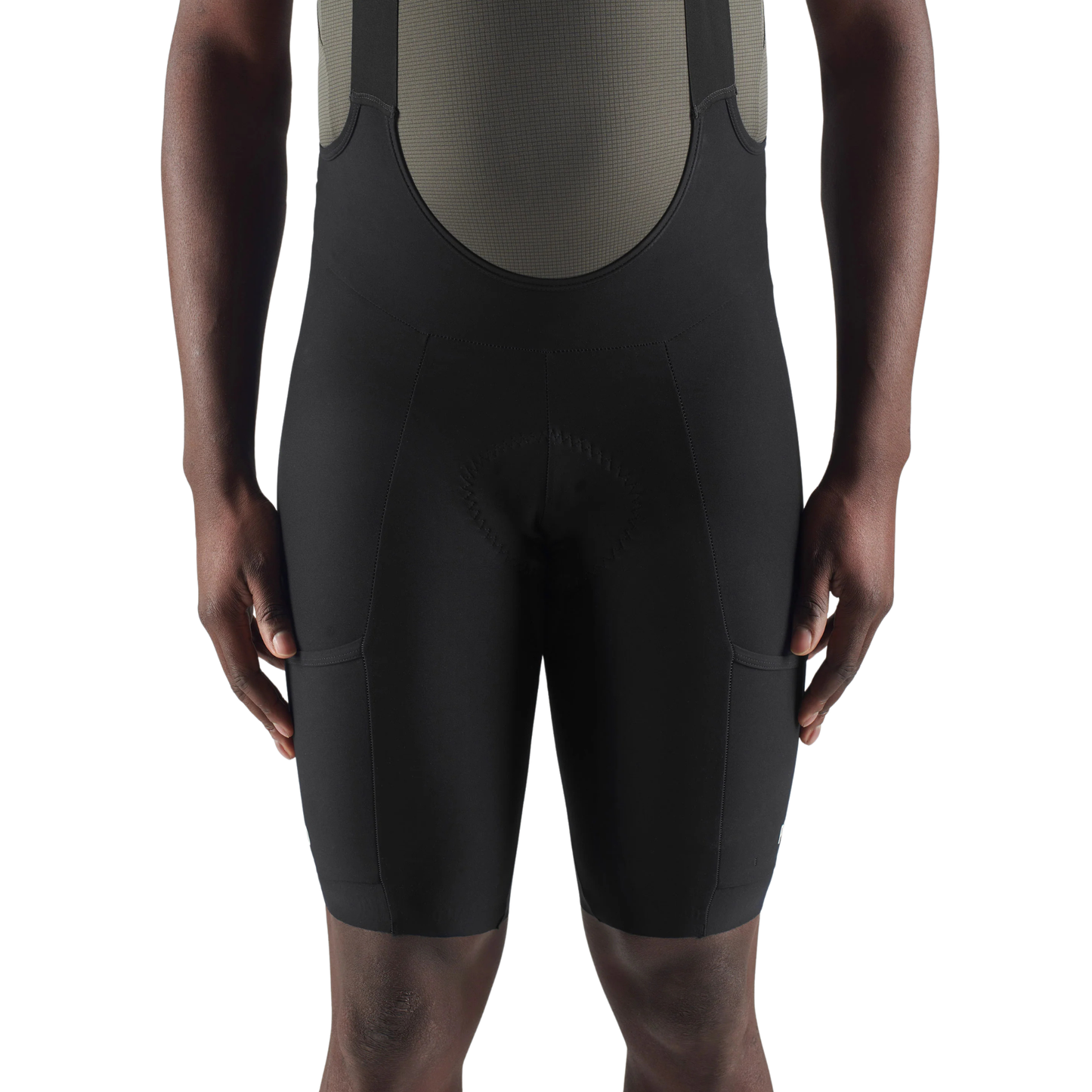 PEdALED Odyssey Training Bib Shorts Black in use front view