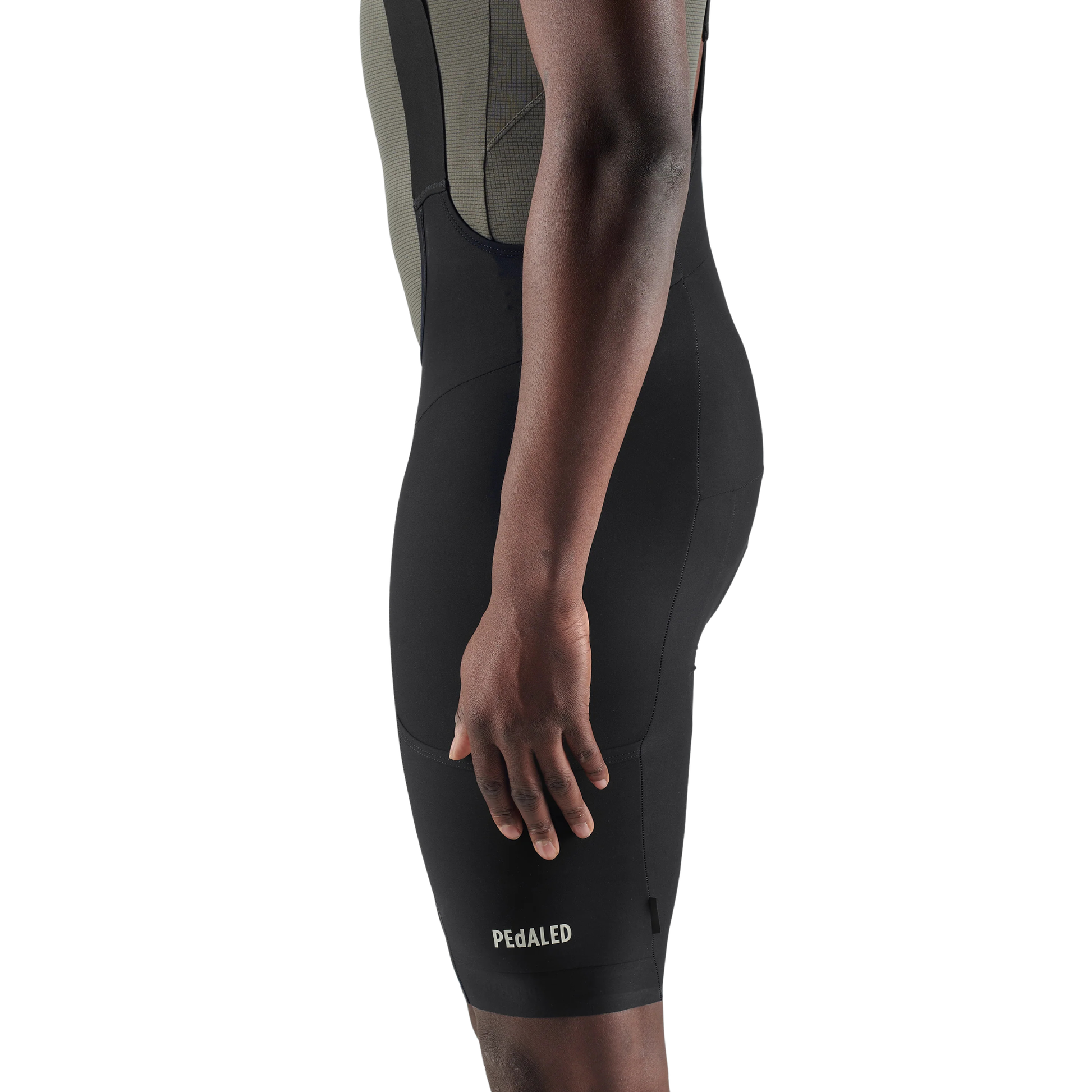PEdALED Odyssey Training Bib Shorts Black in use left general view
