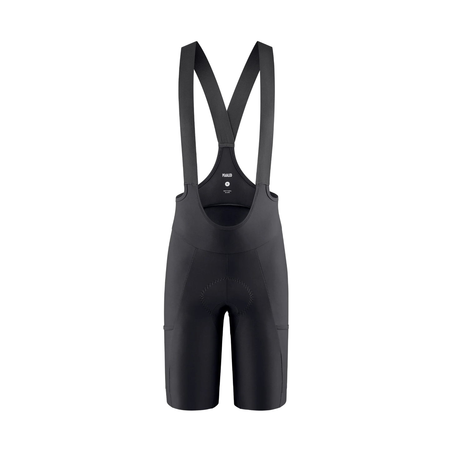 PEdALED Odyssey Training Bib Shorts Black front view