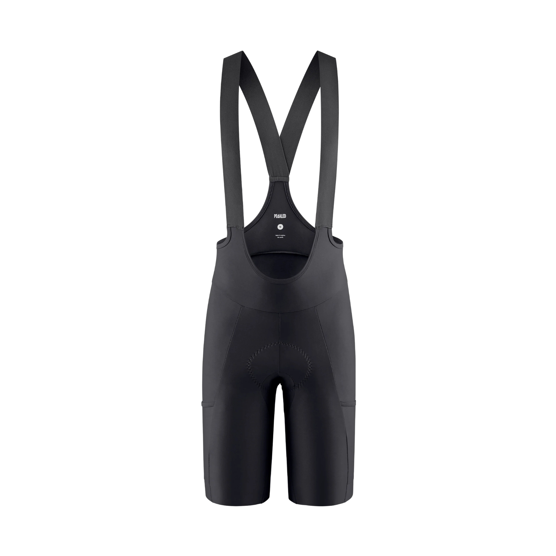 PEdALED Odyssey Training Bib Shorts Black front view