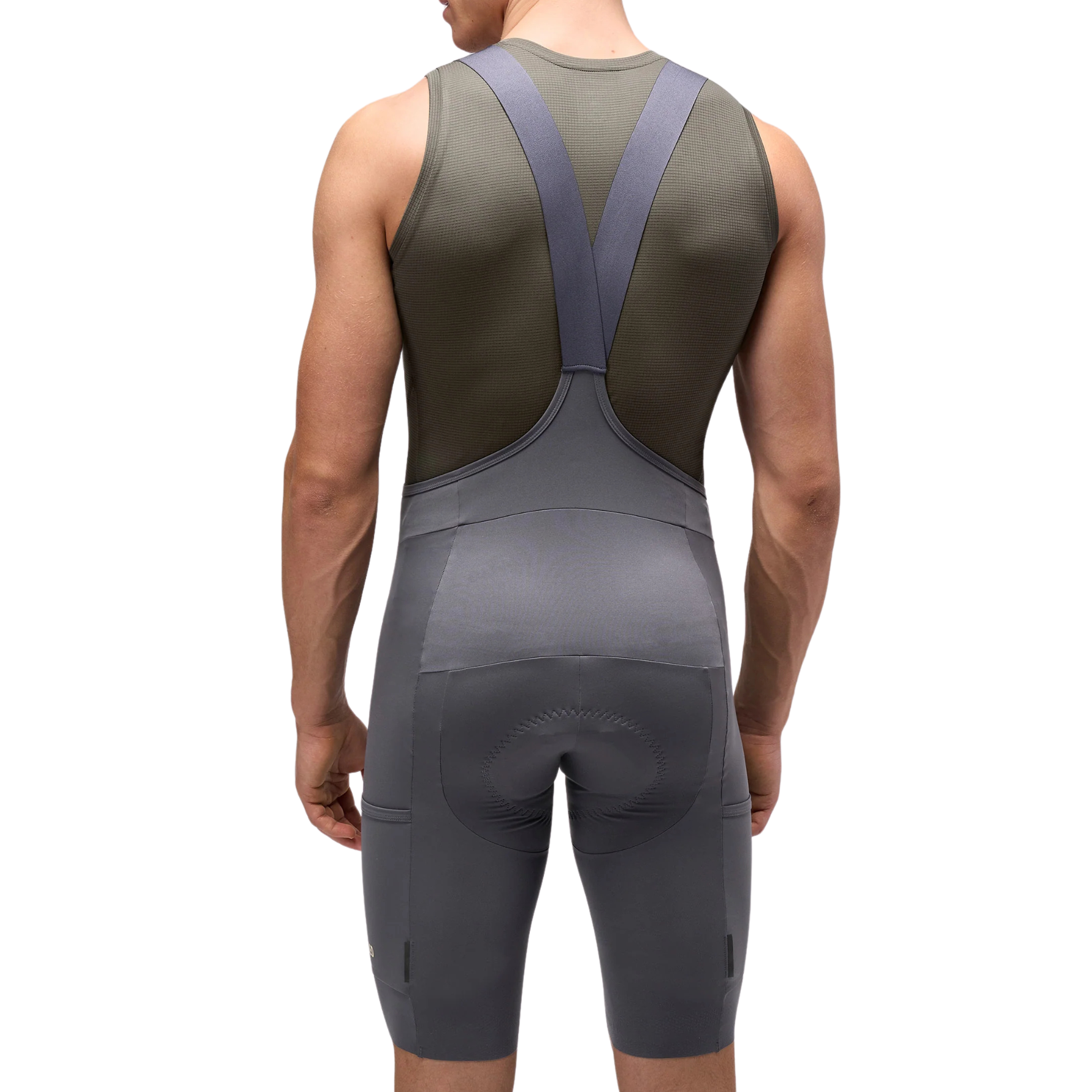 PEdALED Odyssey Training Bib Shorts Grey in use back view