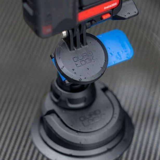 Quad Lock adaptor converting Quad Lock interface to action camera mount