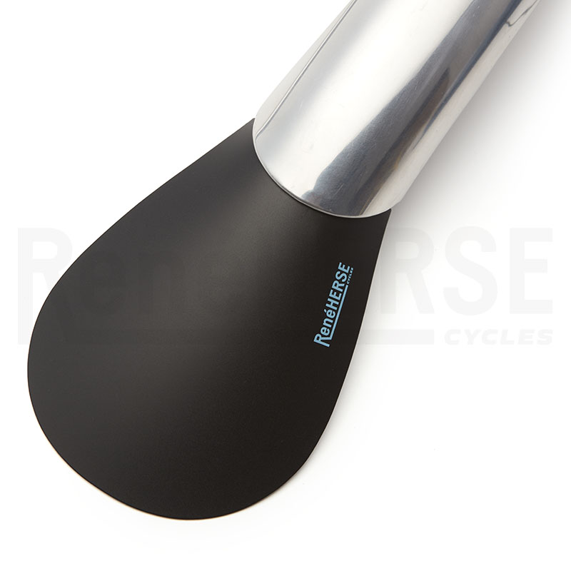 Universal mudflap mounted on rear fender top view