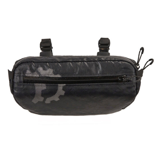 Revelate Designs Campamocha handlebar bag closed zippers front close up view