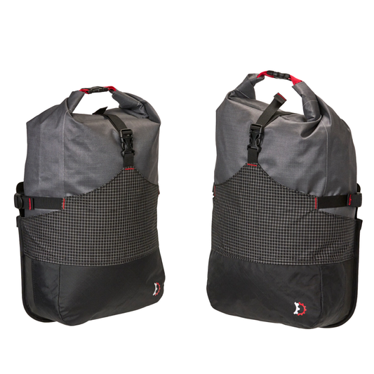 Revelate Designs Portage Panniers next to each other 
