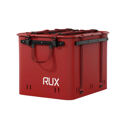 Rux 70L Gear Box for organizing outdoor equipment for camping, biking, hiking, rock climbing and road tripping. Modular gear box in Mars Red with waterproof press-seal lid.