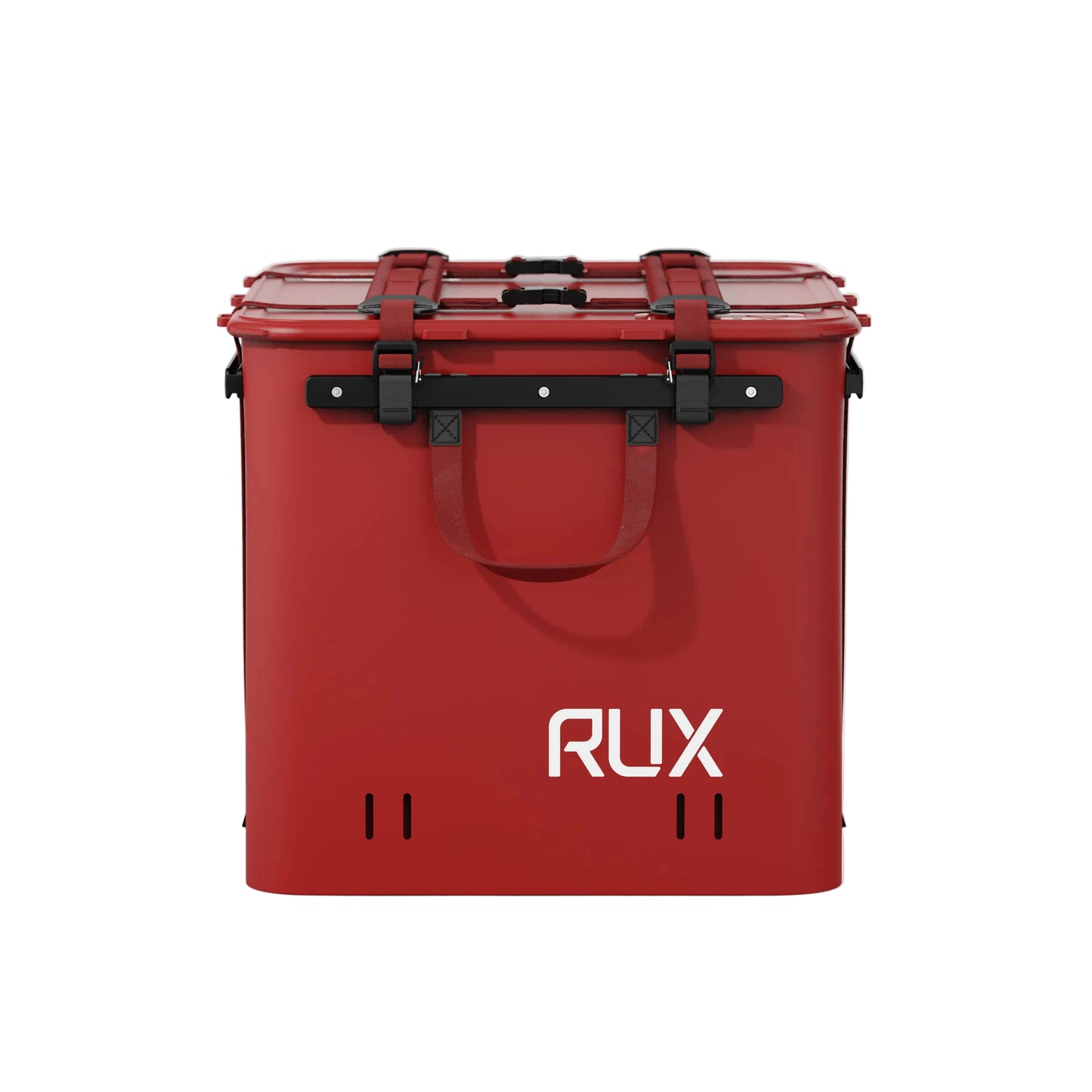 Rux 70L Gear Box for organizing outdoor equipment for camping, biking, hiking, rock climbing and road tripping. Modular gear box in Mars Red with waterproof press-seal lid.