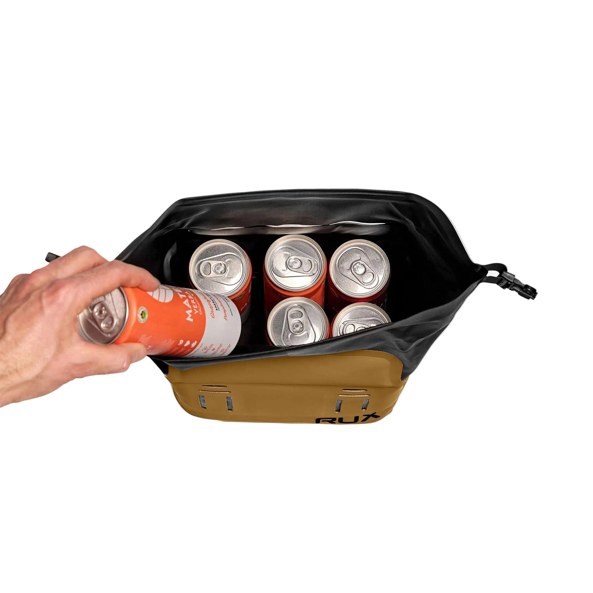 Rux Life Cooler Cube 5L in bronze designed for transporting food and beverages with the Rux Outdoor Gear Storage System