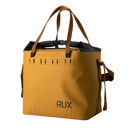 Rux Life Soft Cooler Bag 25L in bronze designed for keeping food and beverages cold for camping, biking, road tripping and time outside. Part of the Rux Outdoor Gear Storage System.