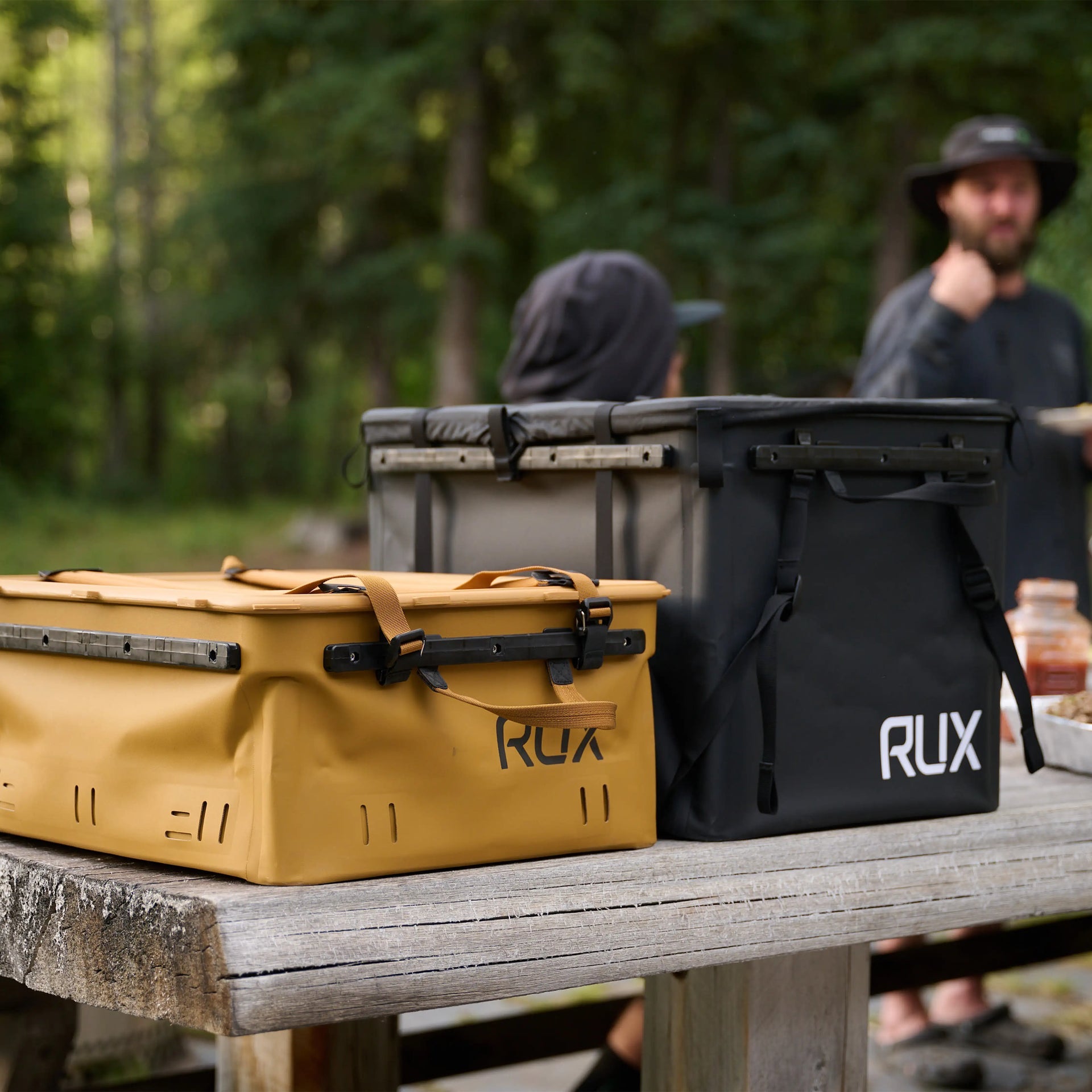 RUX 40L Gear Box waterproof modular storage box with press seal lid in Bronze for outdoor gear storage 