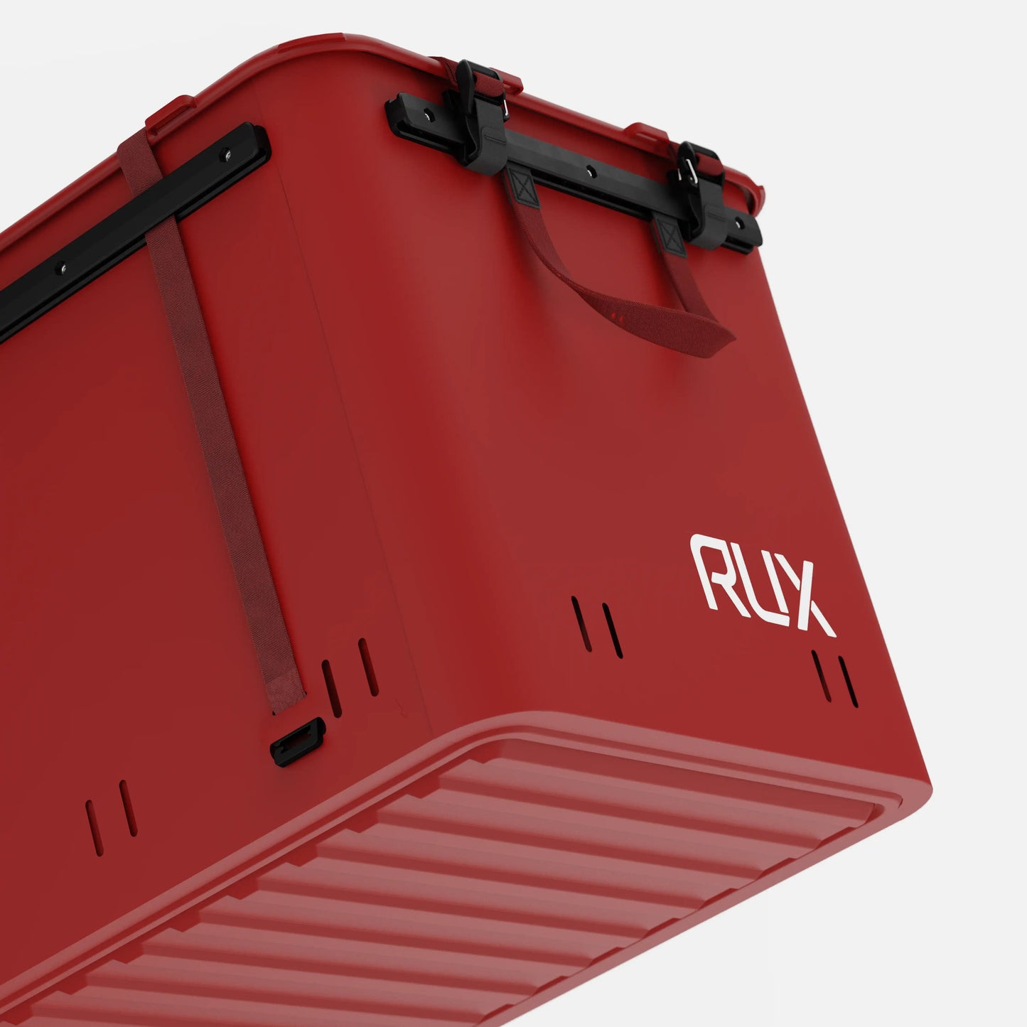 Rux 70L Gear Box for organizing outdoor equipment for camping, biking, hiking, rock climbing and road tripping. Modular gear box in Mars Red with waterproof press-seal lid.