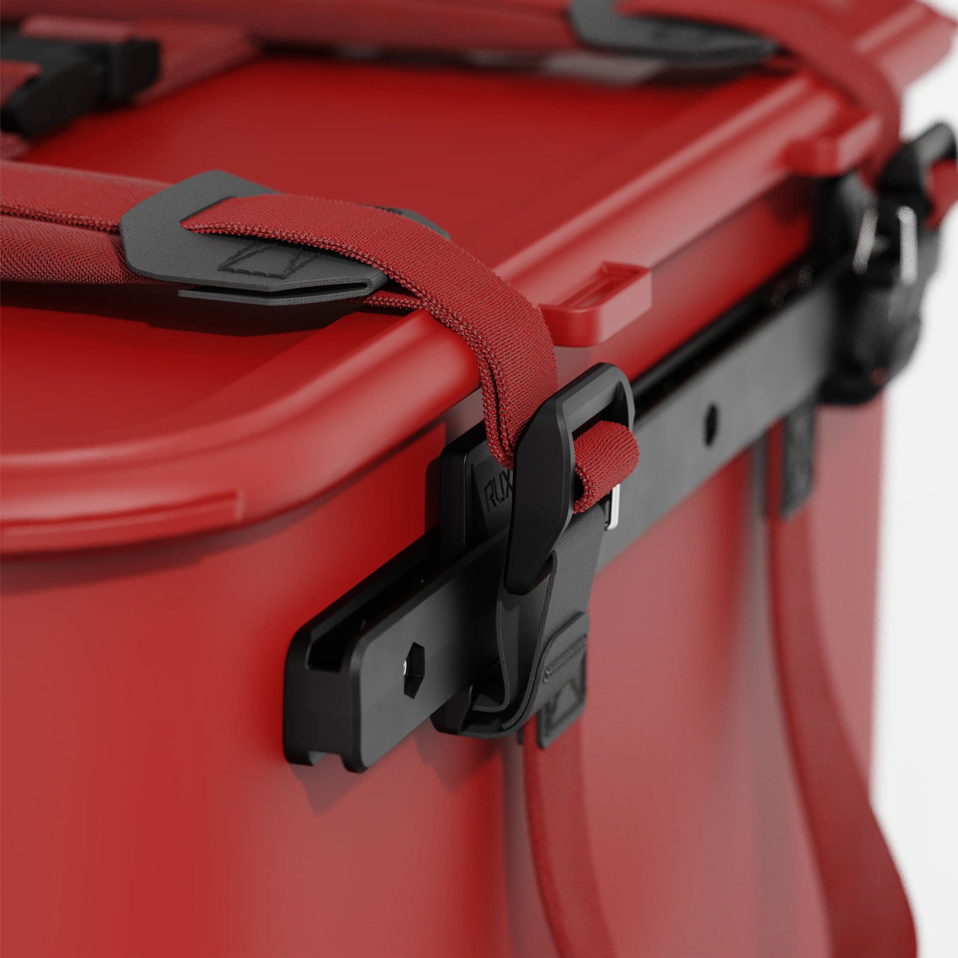 Rux 70L Gear Box for organizing outdoor equipment for camping, biking, hiking, rock climbing and road tripping. Modular gear box in Mars Red with waterproof press-seal lid.