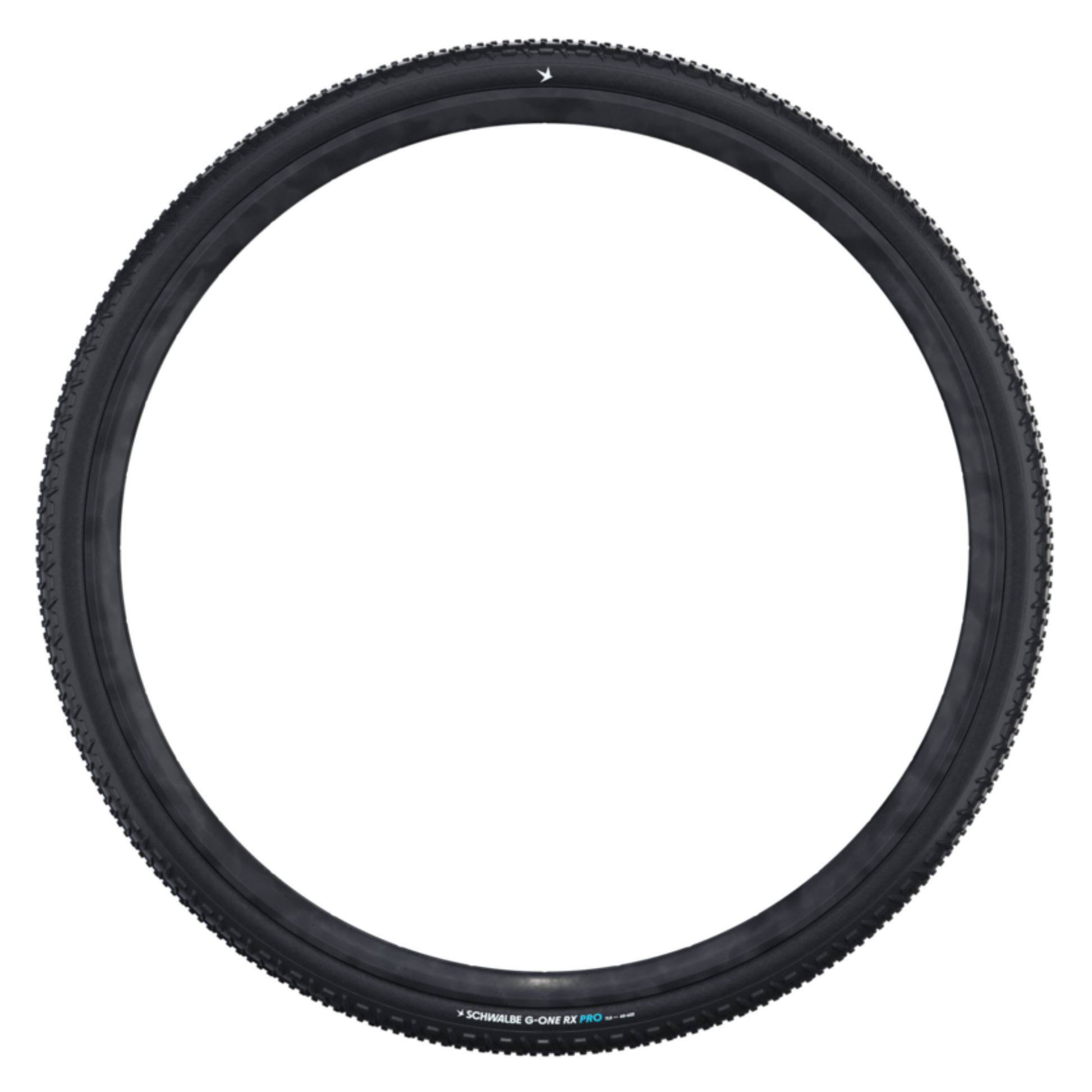 Schwalbe G‑One RX Pro gravel tire with aggressive tread in black colour, side profile