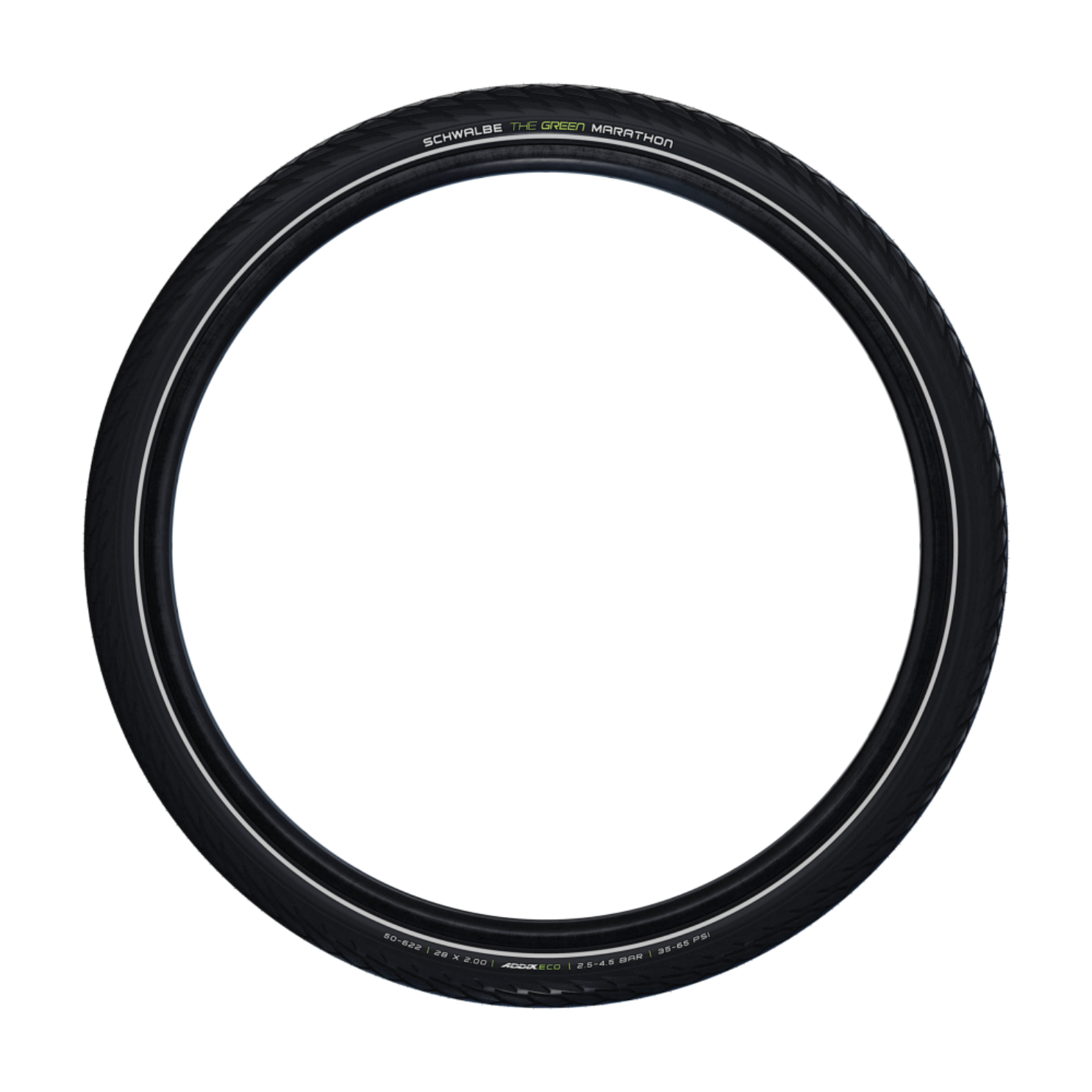 Schwalbe green eco marathon bike tire full side view