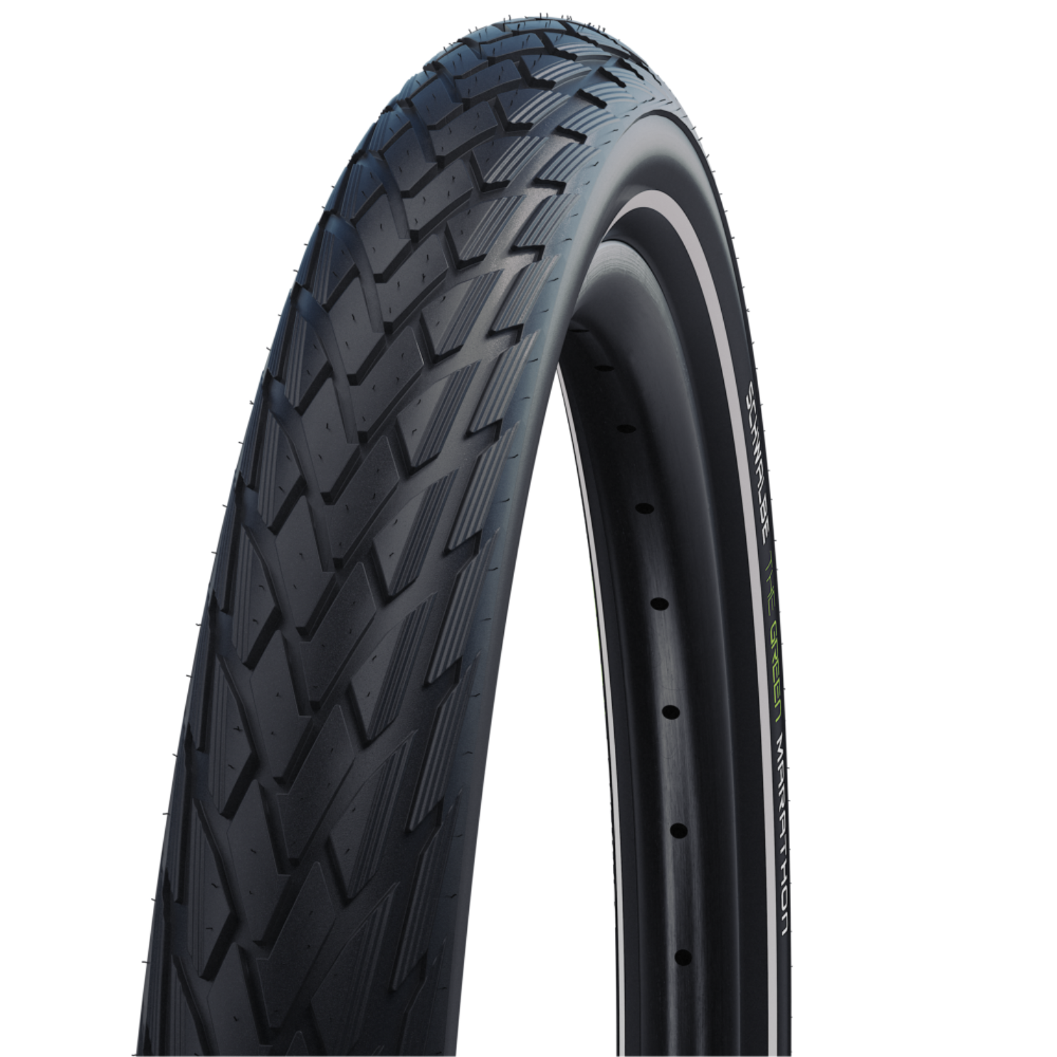 Schwalbe green eco marathon bike tire pattern and side wall view
