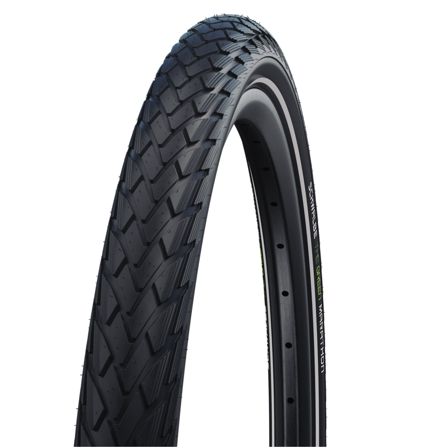 Schwalbe Green Marathon tire with reflective sidewall