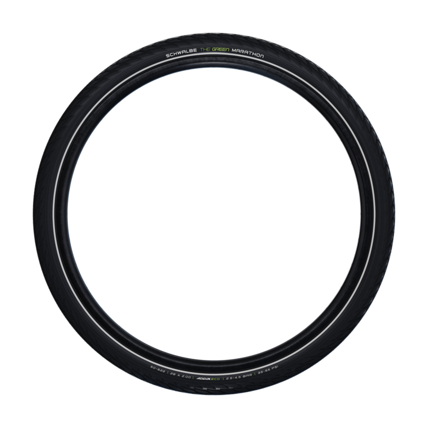 Schwalbe Green Marathon eco-focused sidewall branding