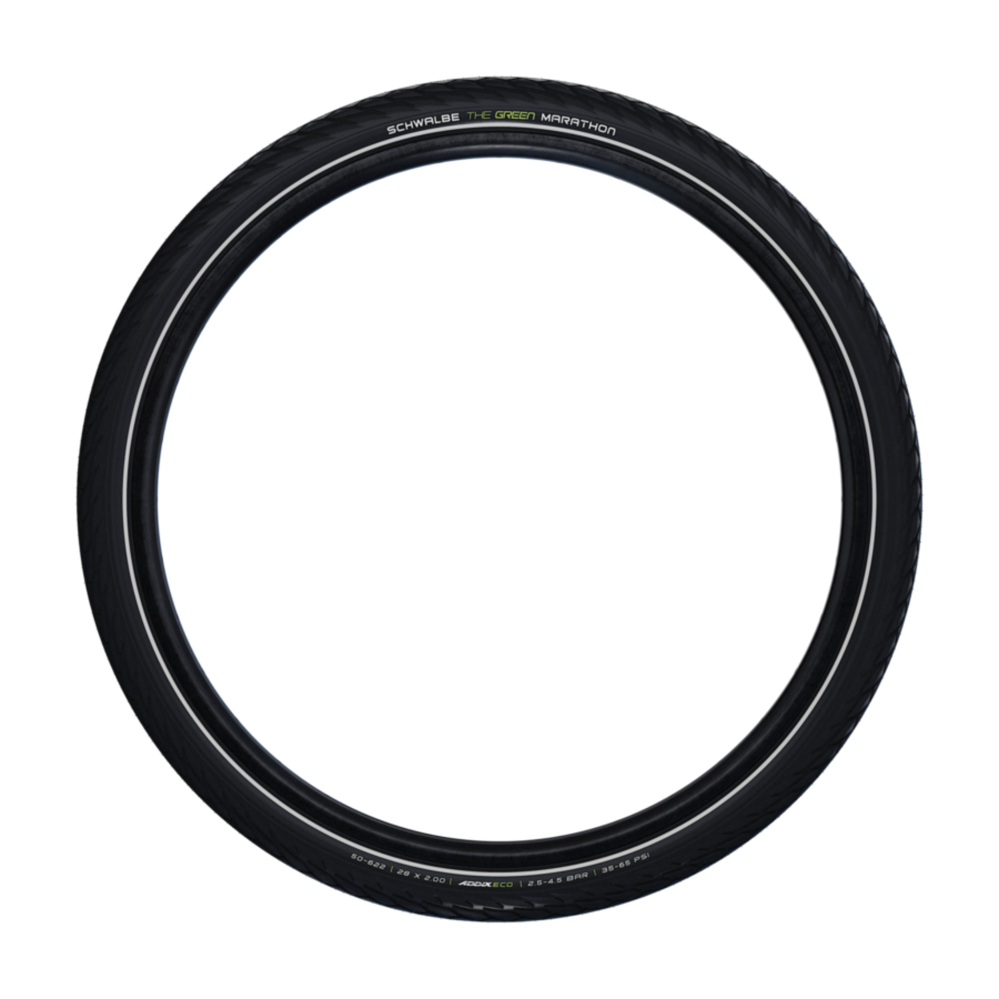 Schwalbe Green Marathon eco-focused sidewall branding