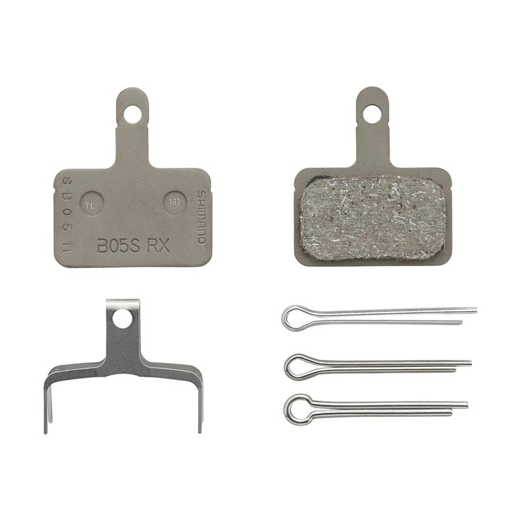 Shimano B05S-RX resin disc brake pads close up view